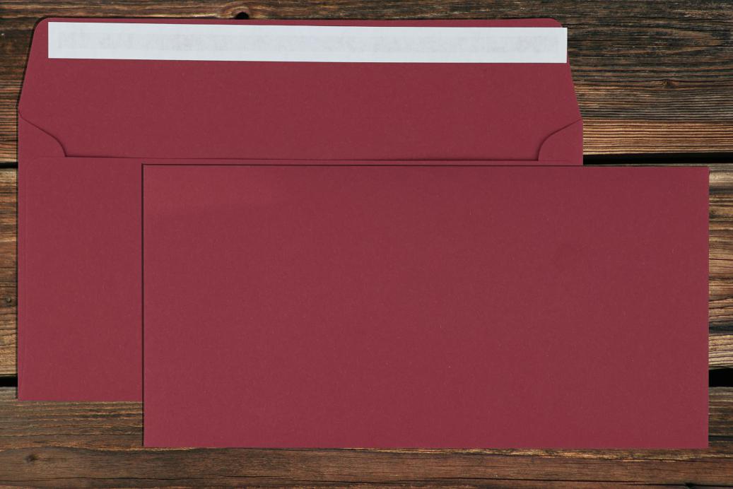 Briefhüllen DL 110x220 mm Haftklebend Weinrot 80 g/qm